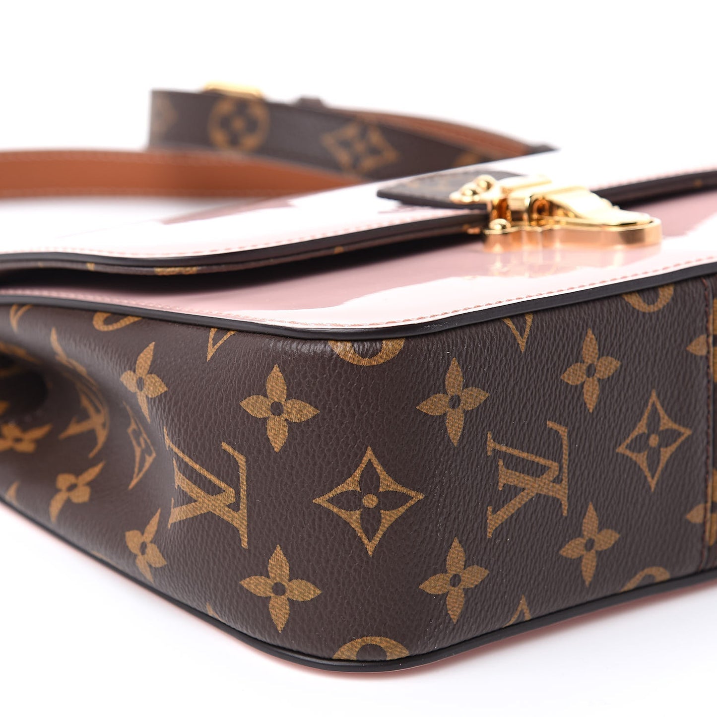 Patent Calfskin Monogram Cherrywood BB Rose Ballerine