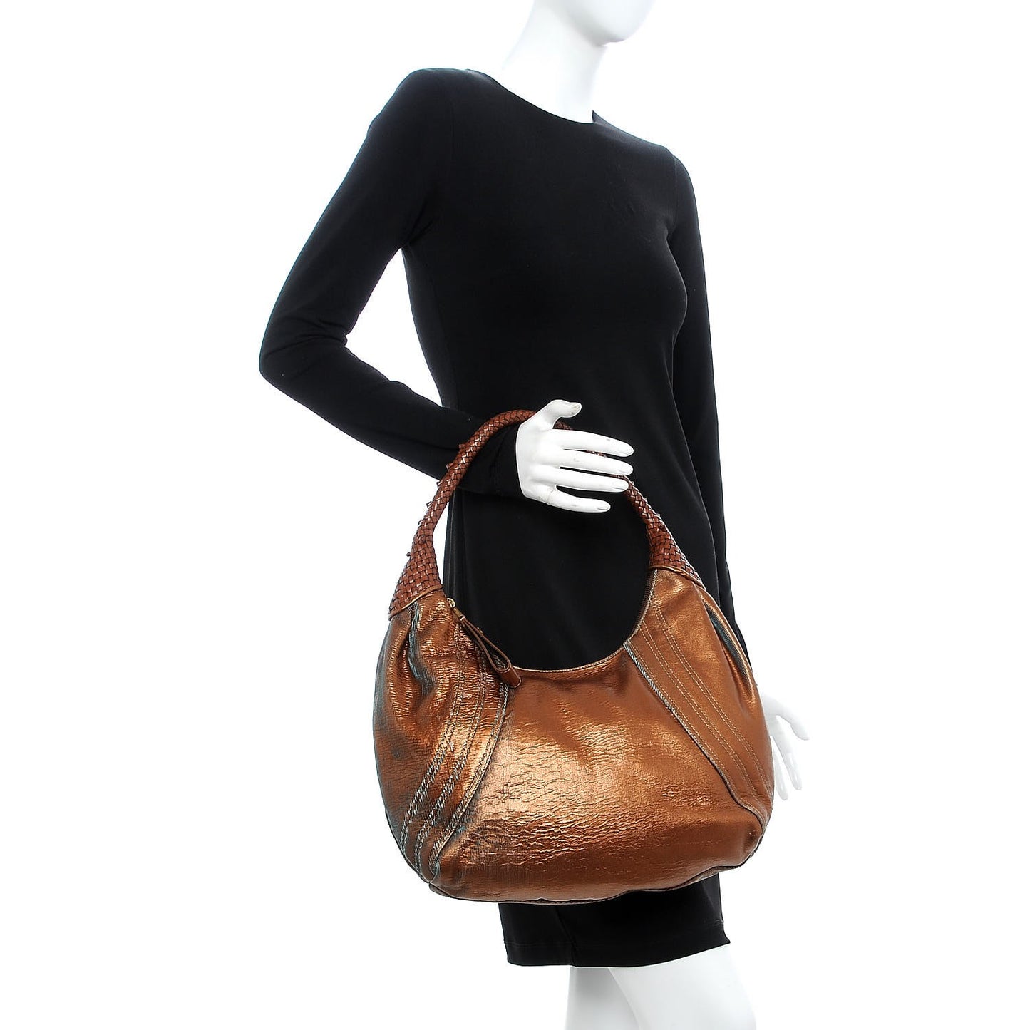 Nappa Fortuny Hologram Spy Hobo Bag Tobacco Oro Ambrato