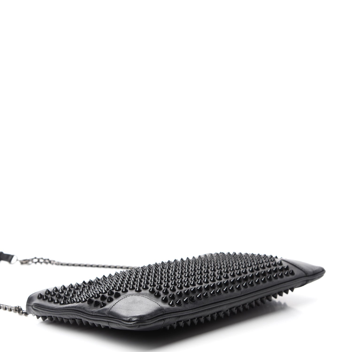 Christian Louboutin Calfskin Studded Loubiposh Clutch Black 4 of 12