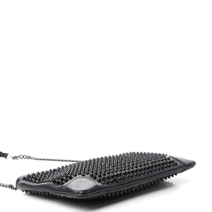 Christian Louboutin Calfskin Studded Loubiposh Clutch Black 4 of 12