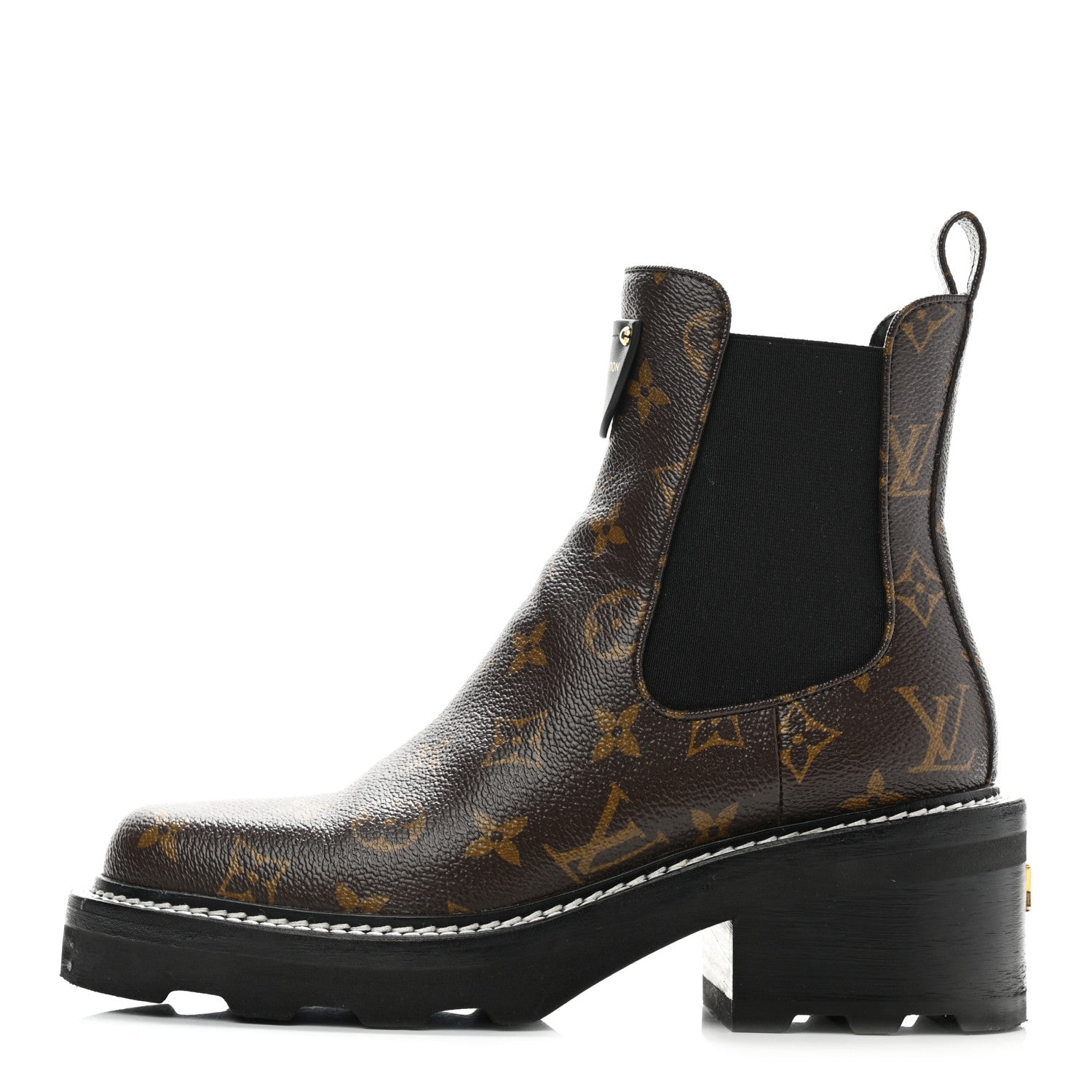 Louis Vuitton Patent Monogram LV Beaubourg Ankle Boots 37.5 Black 1 of 8
