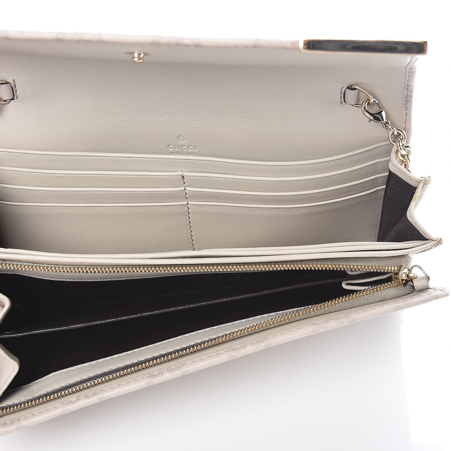 Gucci Guccissima Signature Dice Chain Wallet Off White 6 of 7