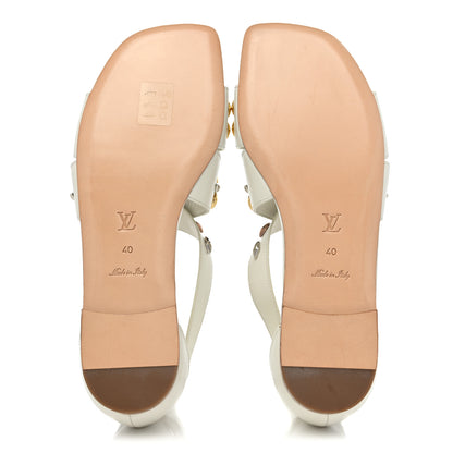 Louis Vuitton Calfskin Stud Flat Sandals 40 White 5 of 9
