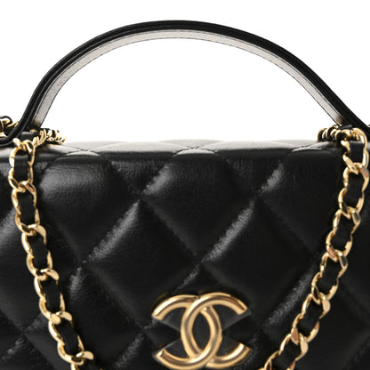 Chanel Shiny Aged Calfskin Quilted Flap Phone Holder With Chain Black 9 of 12