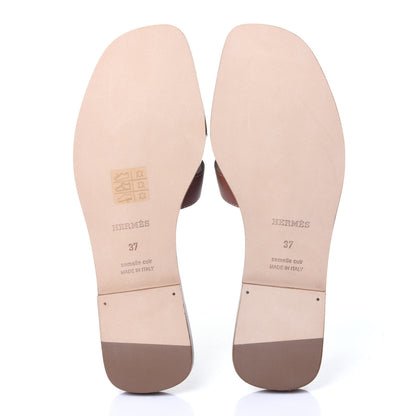 Hermes Box Calfskin Oran Sandals 37 Gold 6 of 13