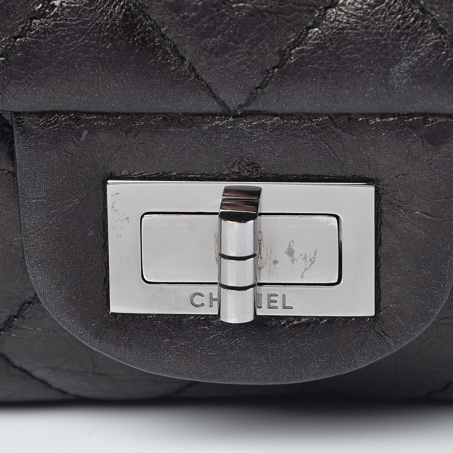 Glazed Aged Calfskin Quilted 2.55 Reissue 227 Flap Black