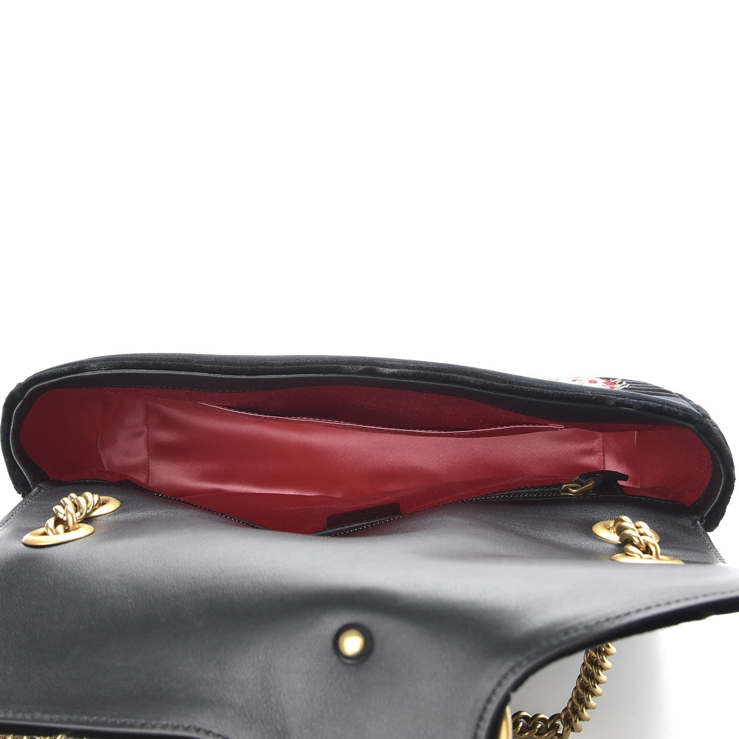 Gucci Velvet Matelasse Loved Embroidered Medium GG Marmont Shoulder Bag Black 5 of 10