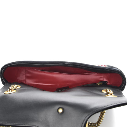 Gucci Velvet Matelasse Loved Embroidered Medium GG Marmont Shoulder Bag Black 5 of 10