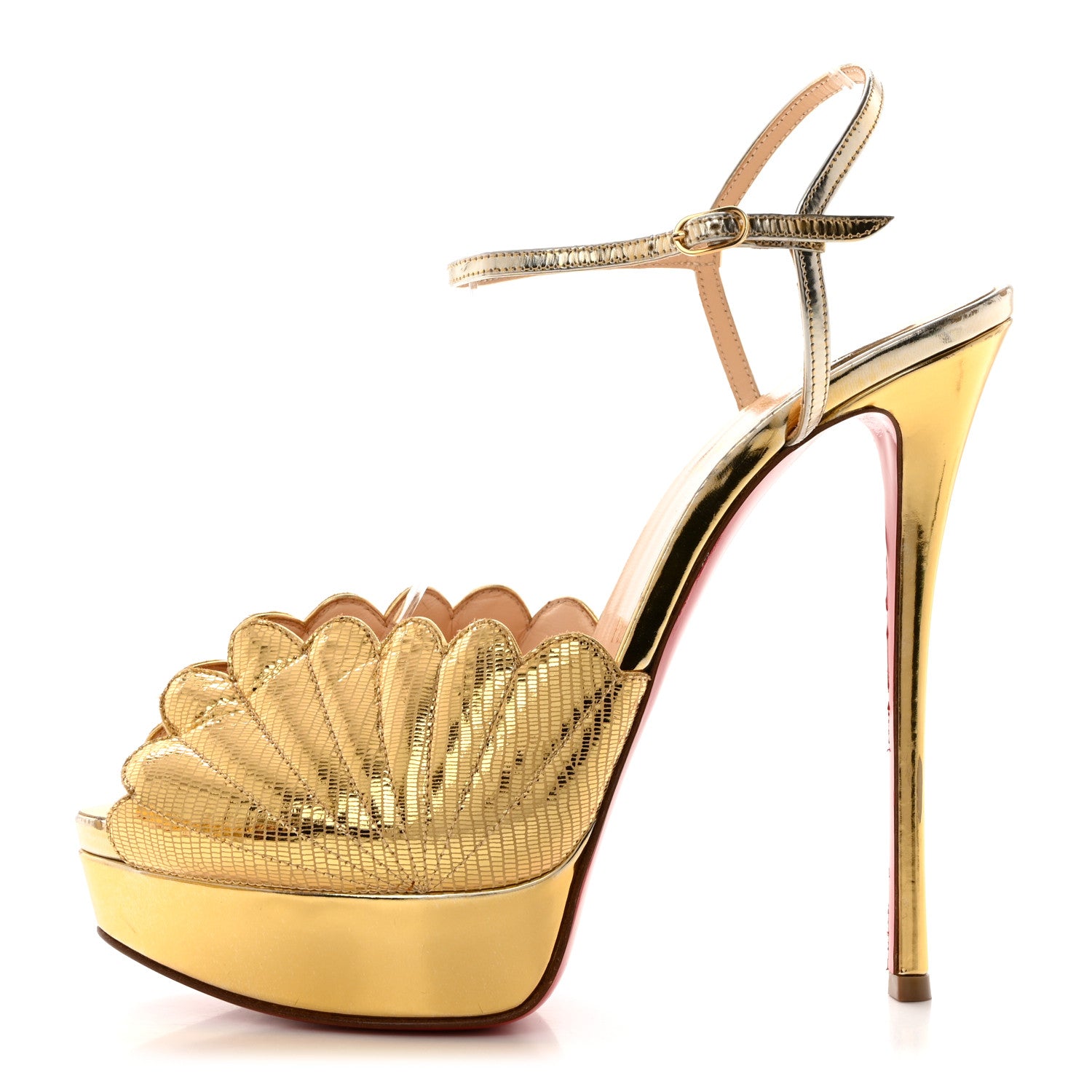 Christian Louboutin Metallic Laminato Botticella Alta 150 Platform Sandal 40 Gold 1 of 11