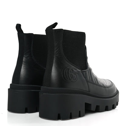 Gucci Calfskin Nappa Matelasse Frances Chelsea Boots 36 Black 4 of 9