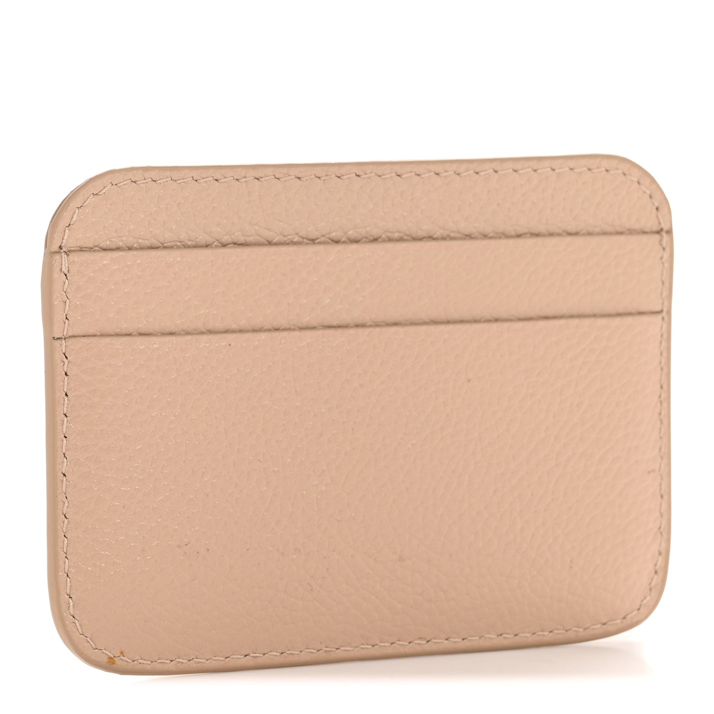 Grained Calfskin Logo Cash Rounded Card Holder Beige