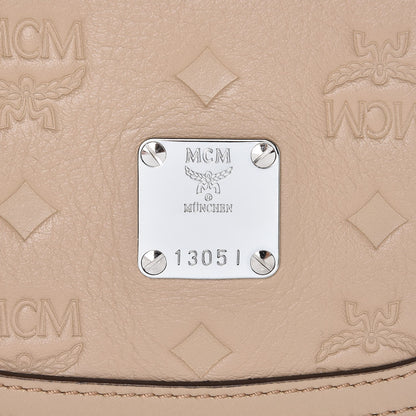 MCM Calfskin Signature Monogram Small Crossbody Bag Beige 7 of 14