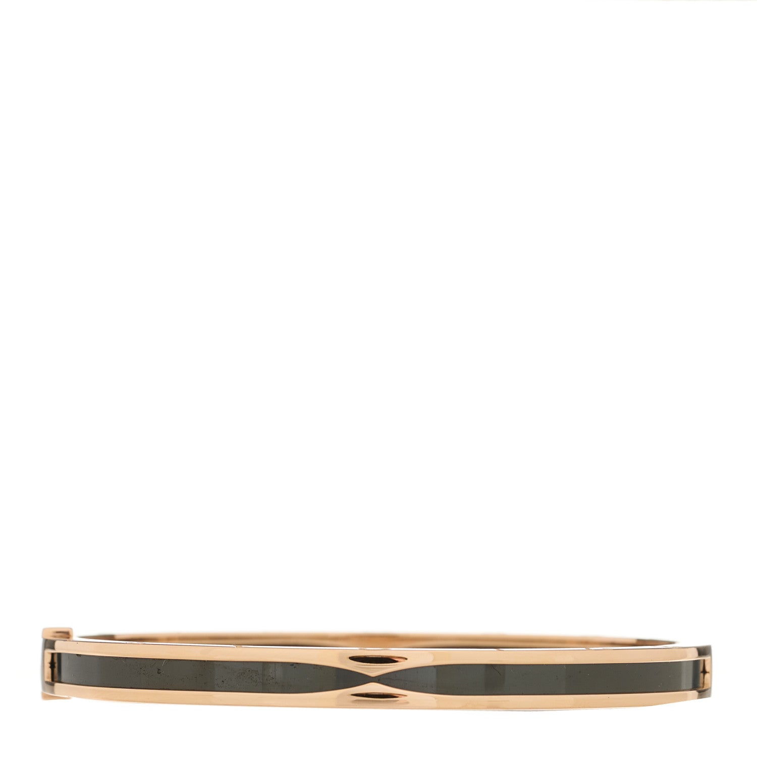 Bulgari 18K Rose Gold Black Ceramic B.Zero1 Bangle Bracelet M 2 of 4