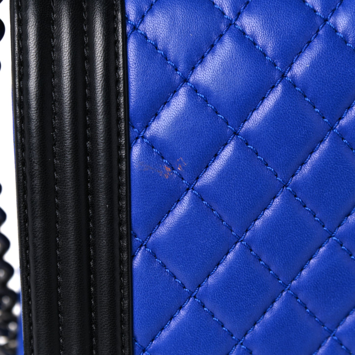 Lambskin Quilted Large Boy Flap Blue Black
