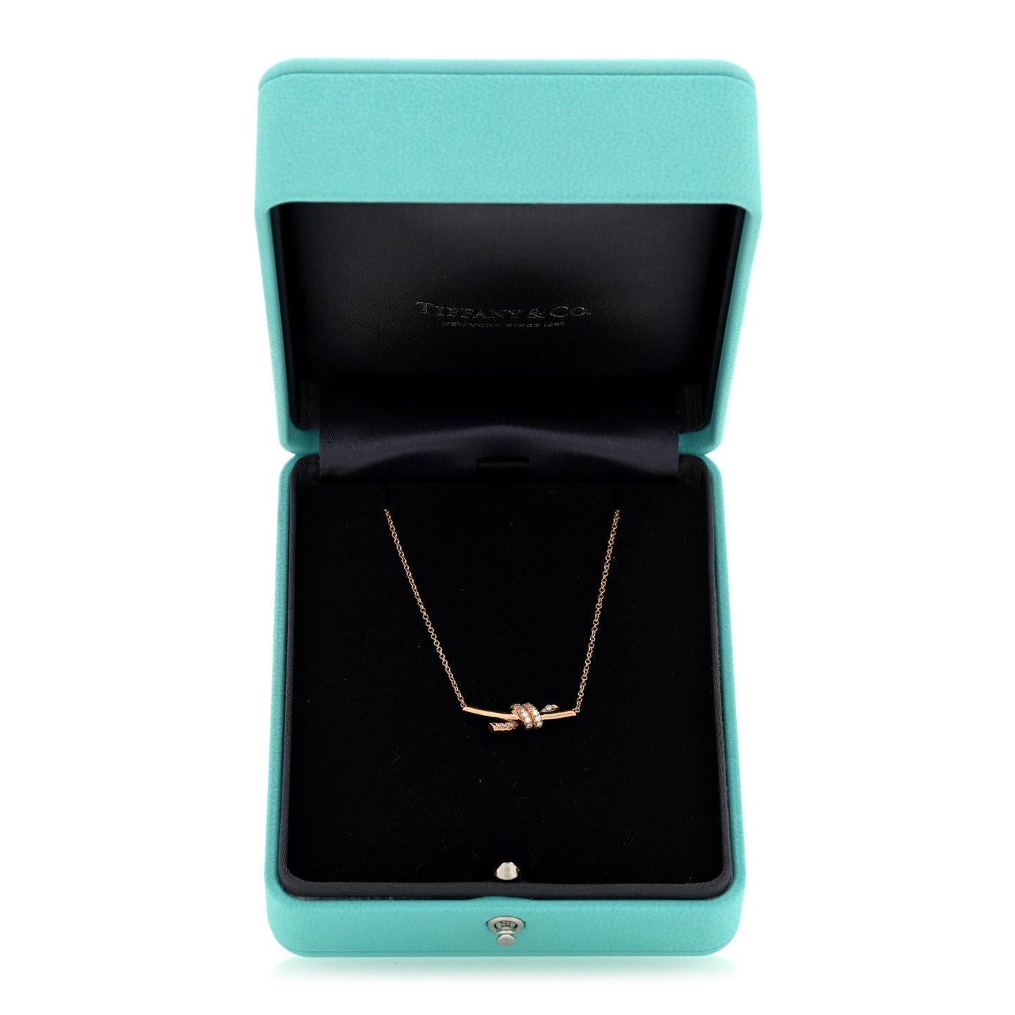 18K Rose Gold Diamond Small Knot Necklace