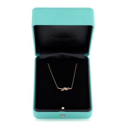 Tiffany 18K Rose Gold Diamond Small Knot Necklace 6 of 6