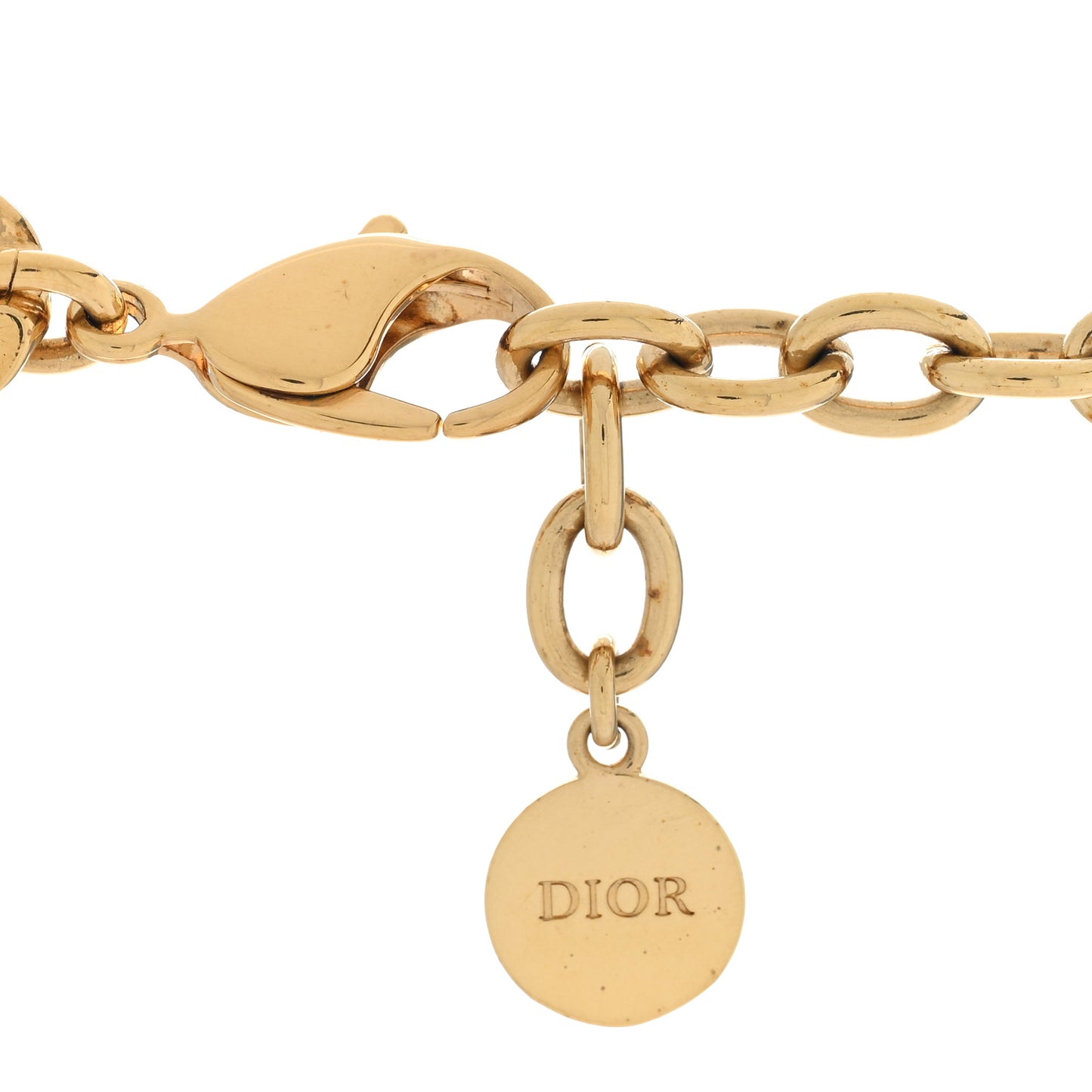 CHRISTIAN DIOR Metal Danseuse Etoile Chain Choker Necklace Gold