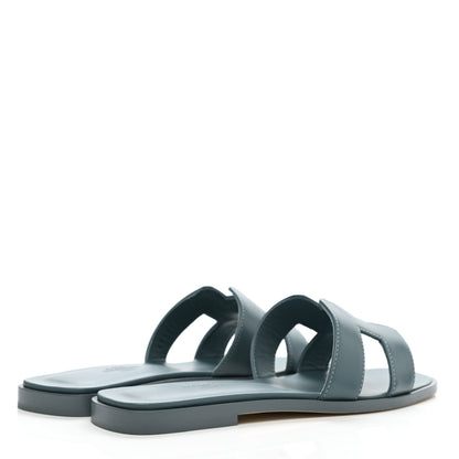 Hermes Box Calfskin Oran Sandals 36 Bleu Pinede 4 of 9