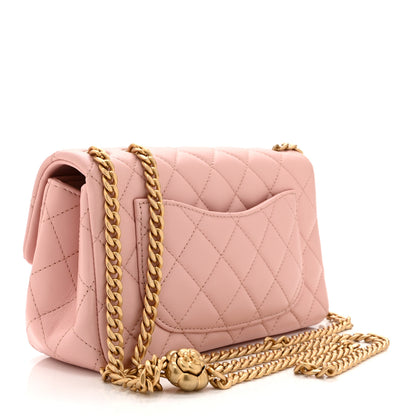 Chanel Lambskin Quilted Mini Rectangular Sweet Camellia Flap Light Pink 3 of 10