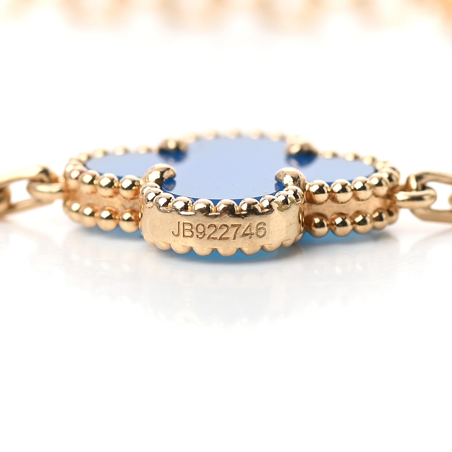 Van Cleef & Arpels 18K Yellow Gold Blue Agate 5 Motifs Vintage Alhambra Bracelet 5 of 7