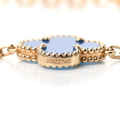 Van Cleef & Arpels 18K Yellow Gold Blue Agate 5 Motifs Vintage Alhambra Bracelet 5 of 7
