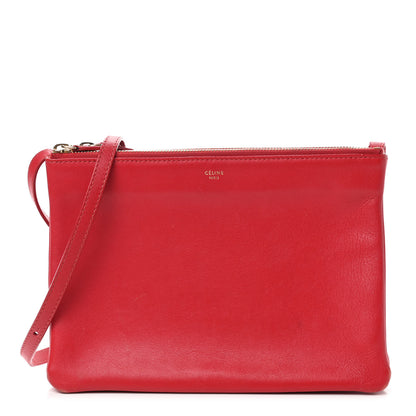Celine Lambskin Large Trio Crossbody Bag Red 1 of 8