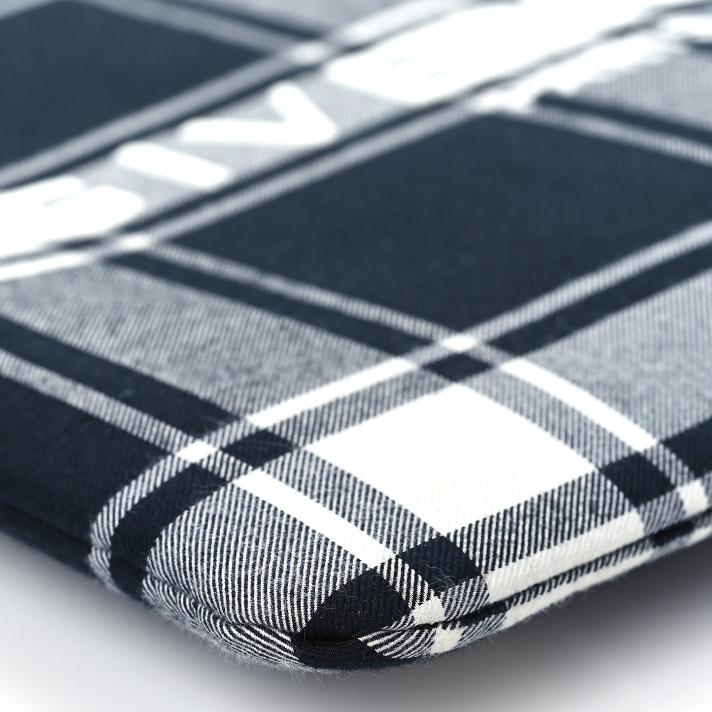 Canvas Logo Plaid Pouch Black White