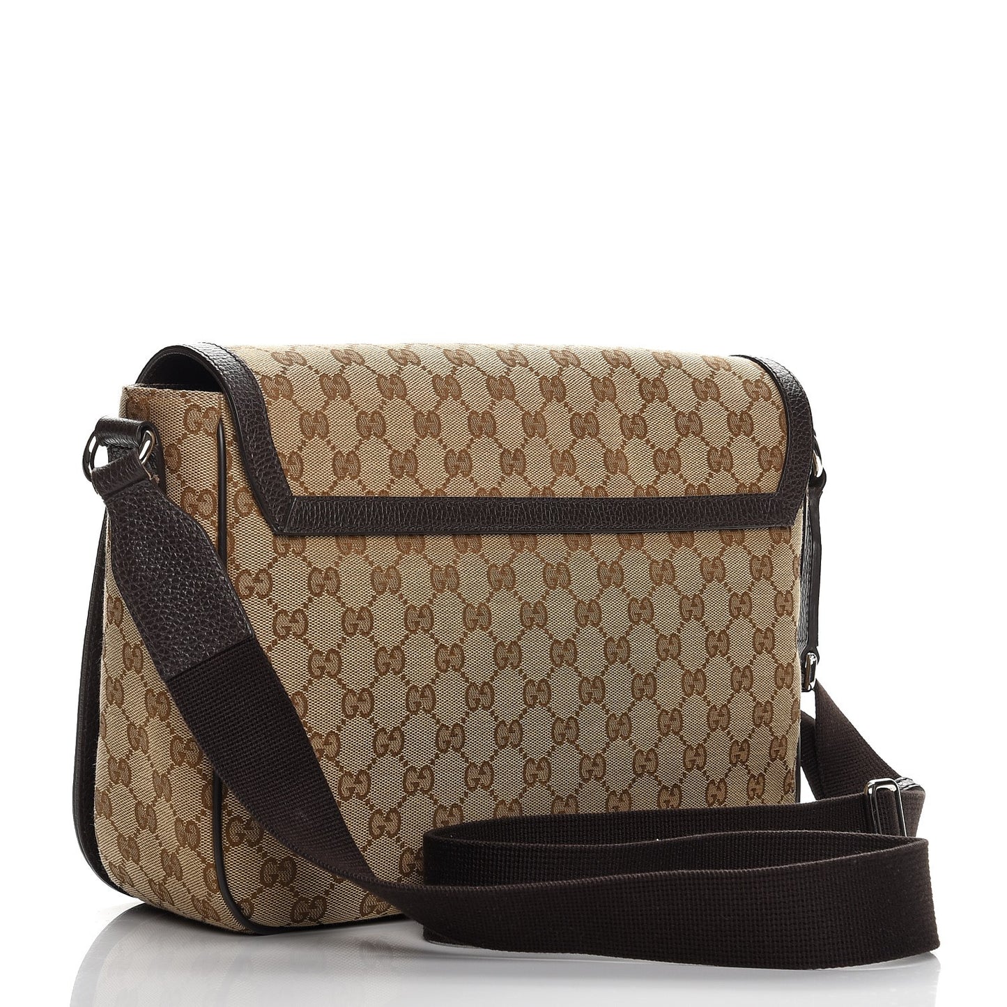 Monogram Large Flap Messenger Bag Beige Dark Brown