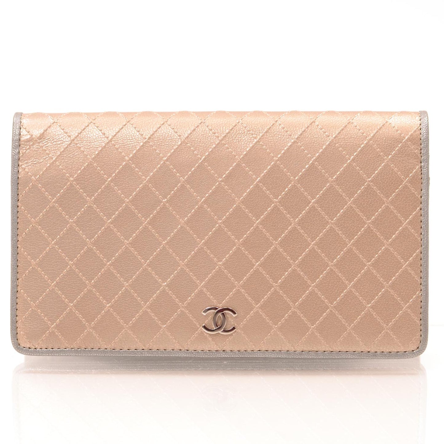 Diamond Stitched Yen Wallet Metallic