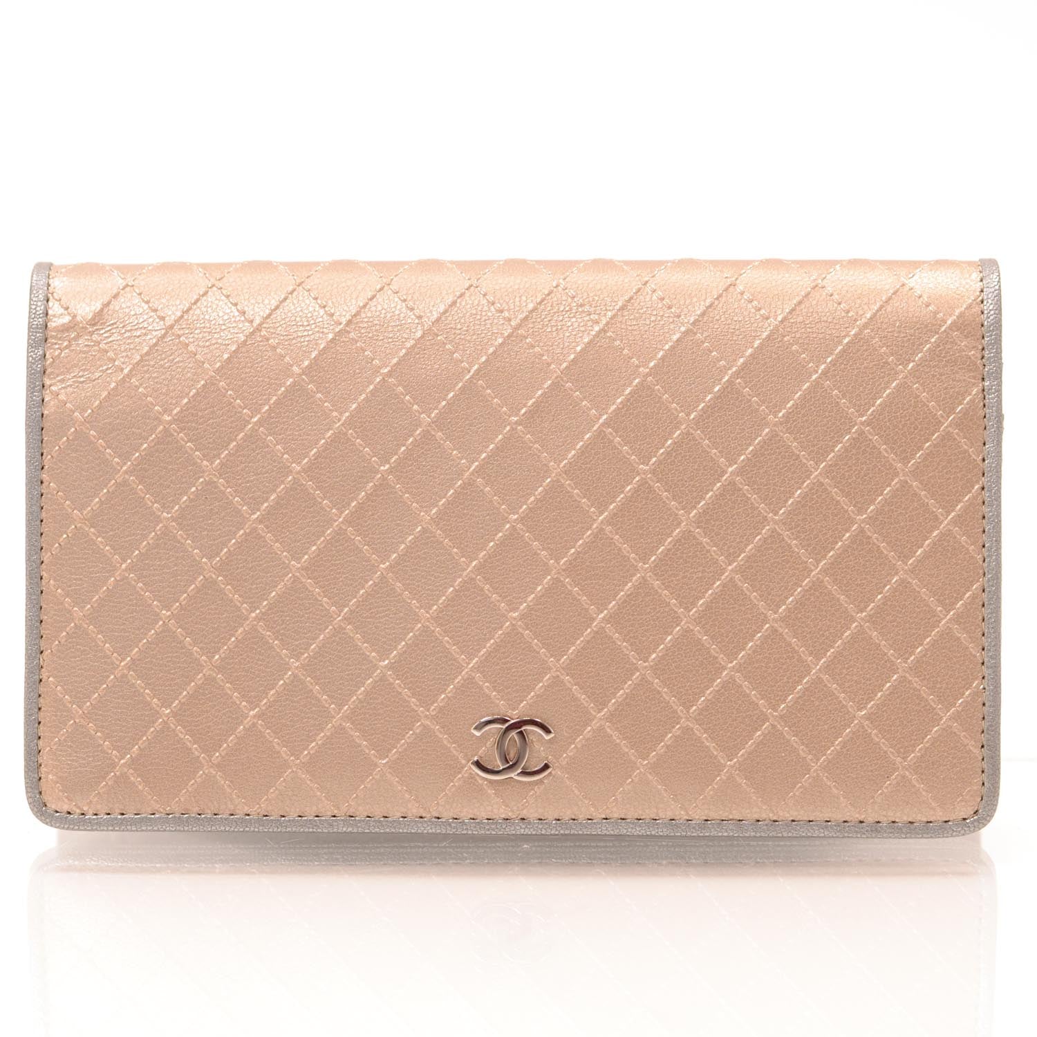 Chanel Diamond Stitched Yen Wallet Metallic 1 of 9