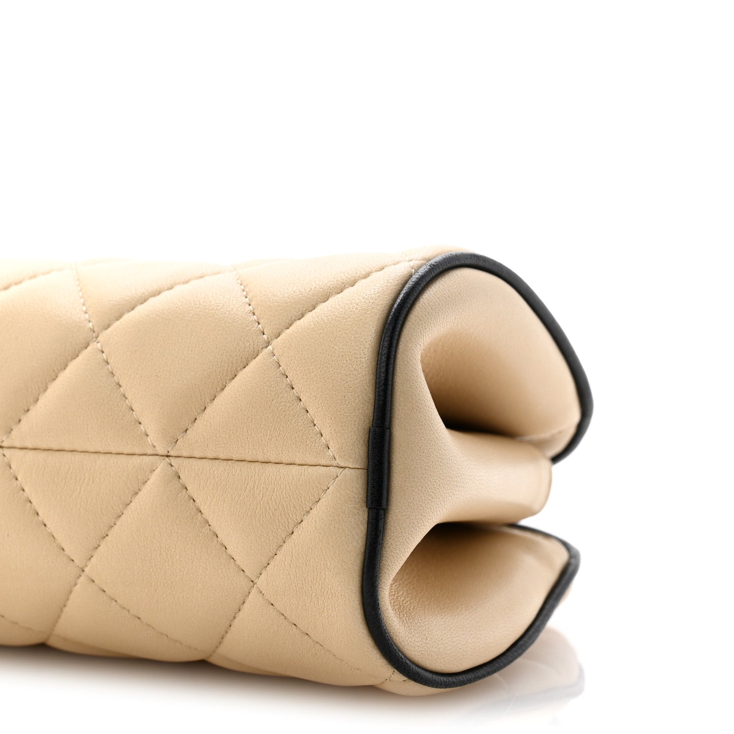 Lambskin Quilted Eyes On You Clutch With Chain Beige