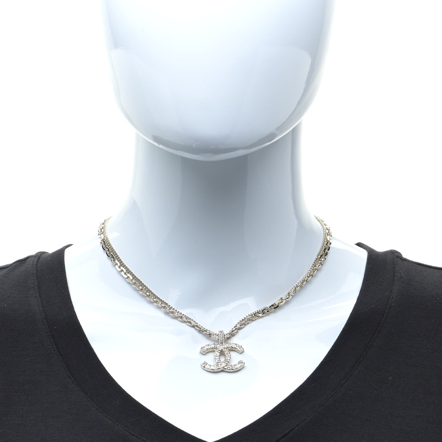 Chanel Crystal CC Multi Strand Chain Necklace Gold 2 of 6