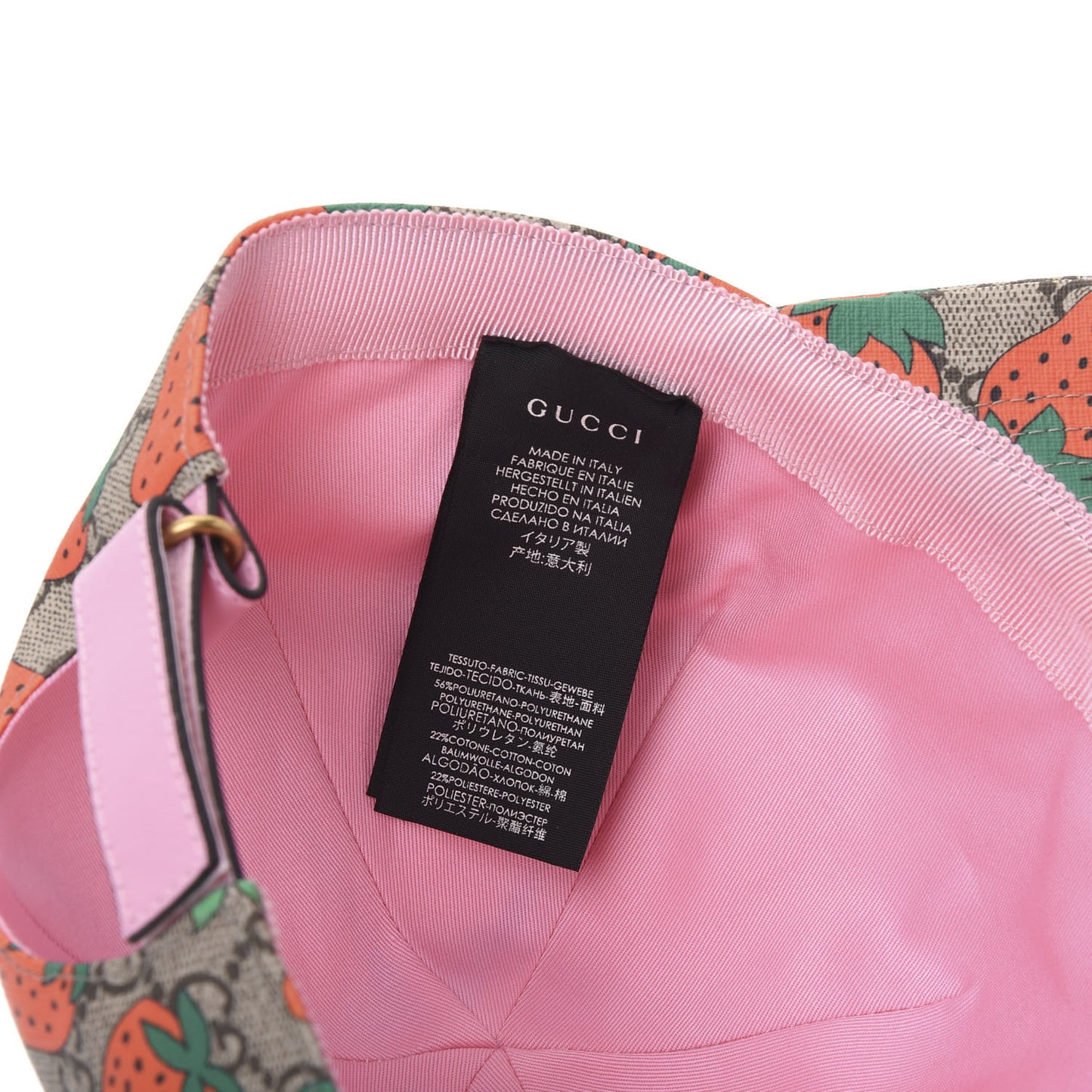 GG Supreme Monogram Strawberry Baseball Hat M Beige Multicolor