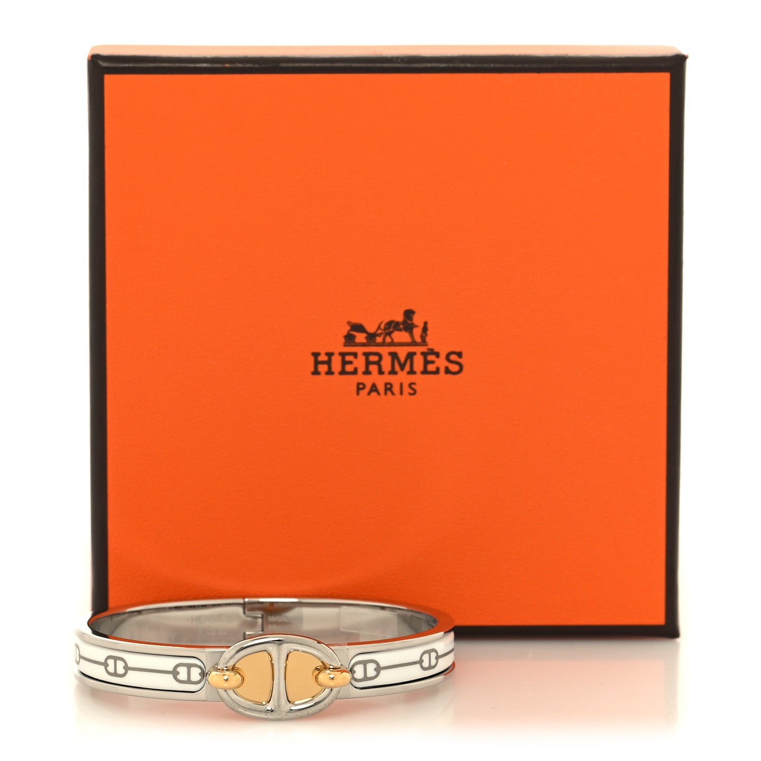 Hermes Enamel Mini Farandole Clic Chaine D'Ancre Bracelet Platine White 6 of 6