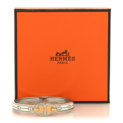 Hermes Enamel Mini Farandole Clic Chaine D'Ancre Bracelet Platine White 6 of 6