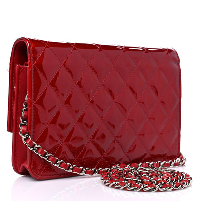 Chanel Patent Quilted Brilliant Wallet On Chain WOC Red 3 of 18