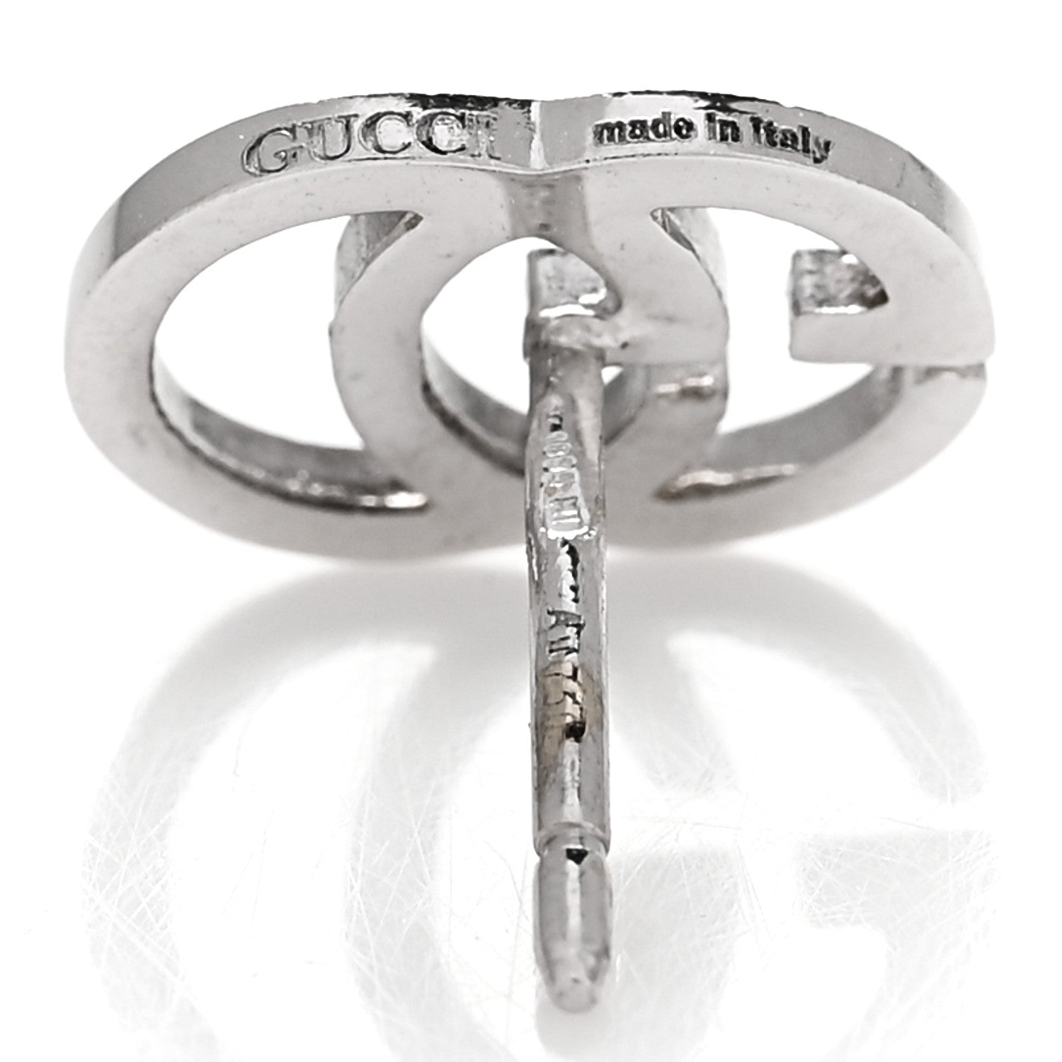 Gucci 18K White Gold GG Tissue Stud Earrings 4 of 4