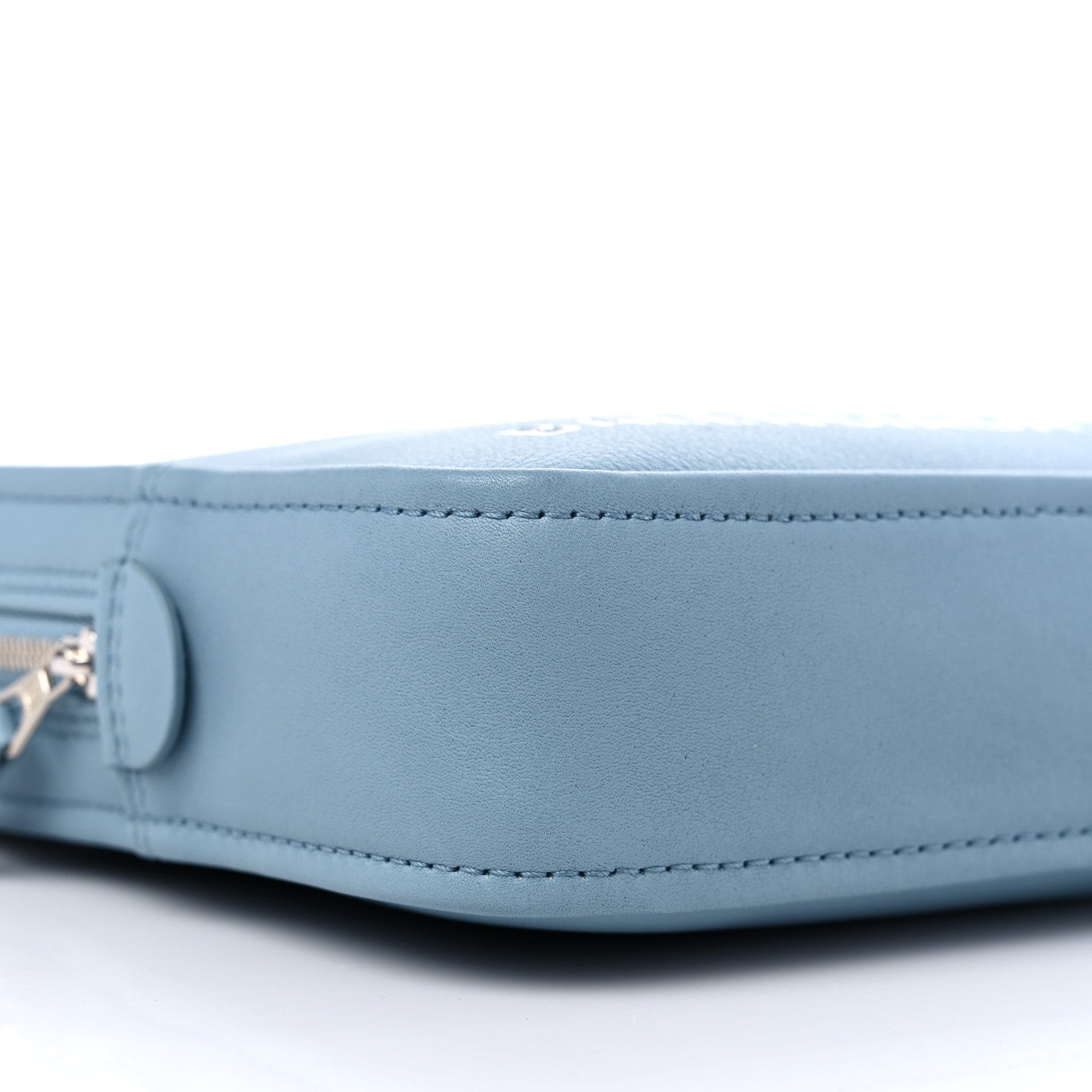 Balenciaga Shiny Day Calfskin Logo M Triangle Pouch Grey Blue White 8 of 10