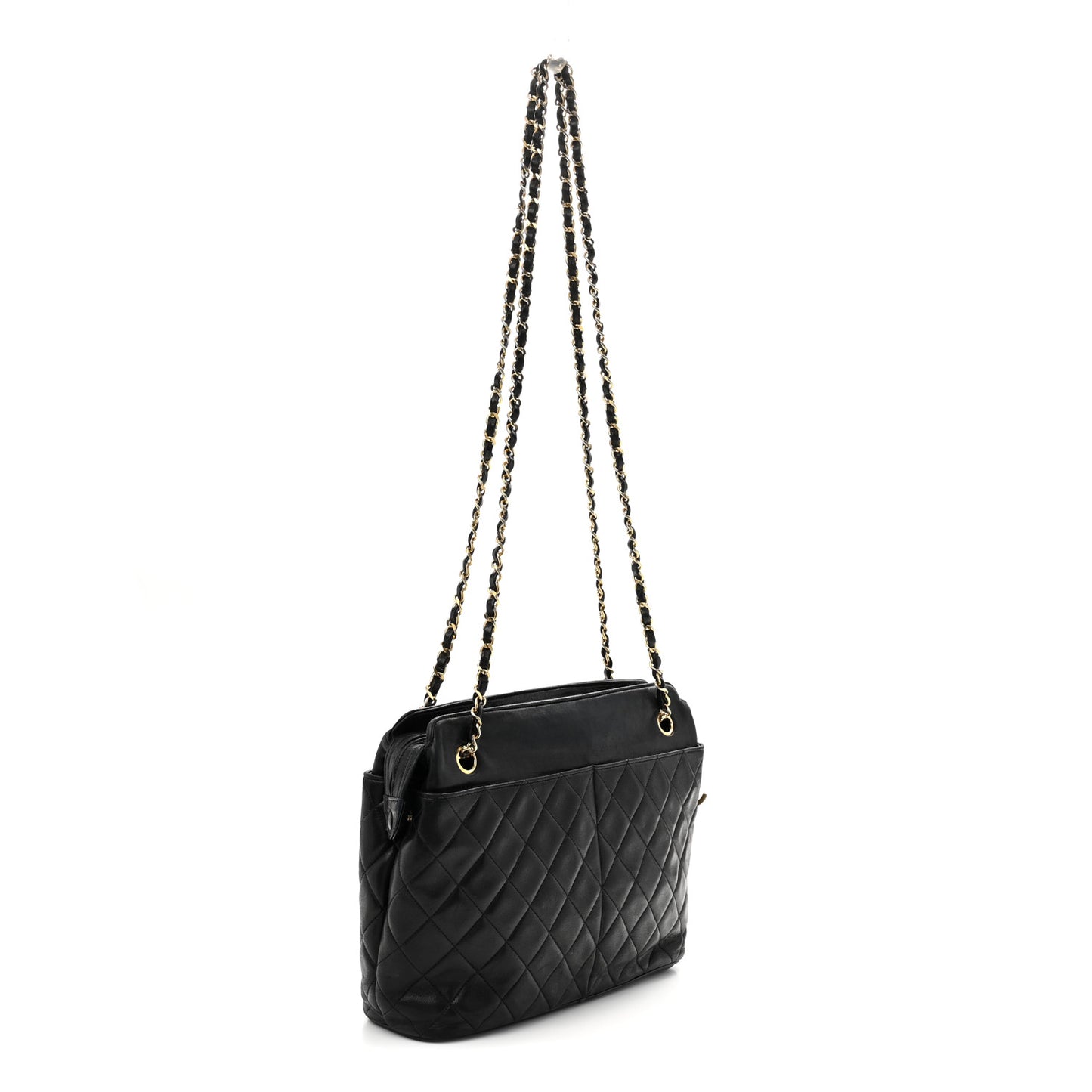 Lambskin Quilted Shoulder Bag Black