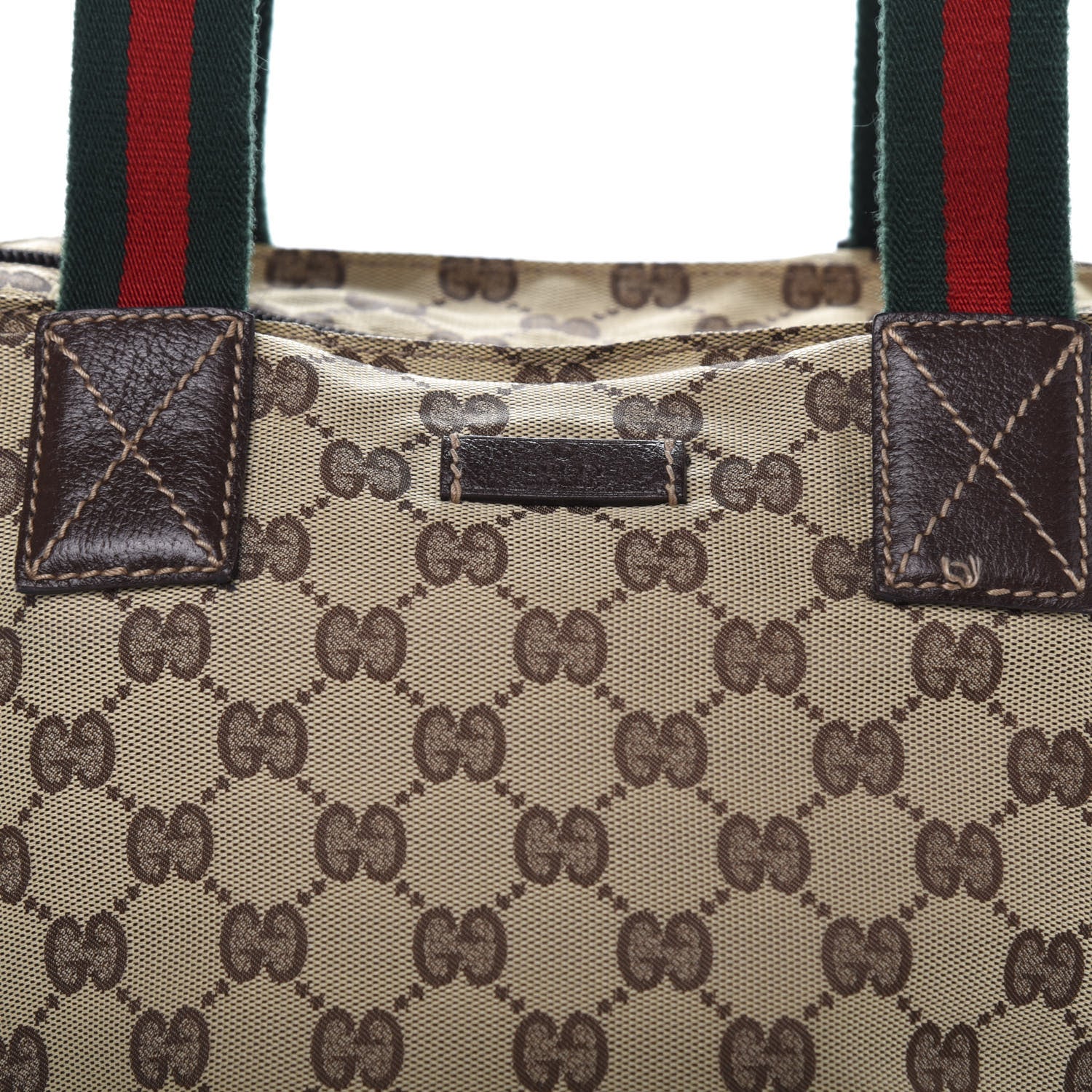 Gucci GG Monogram Small Web Handle Bucket Tote Dark Brown 10 of 11