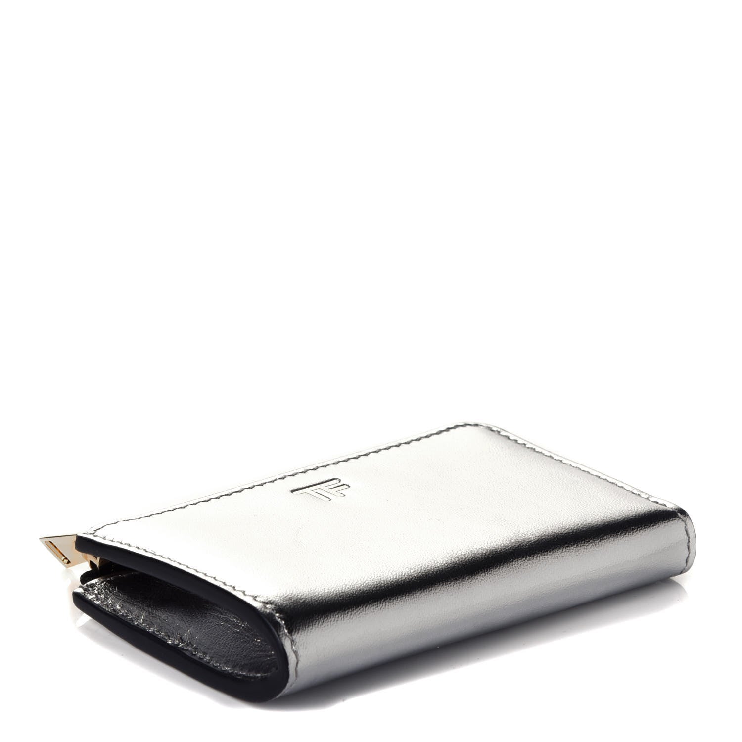 Tom Ford Metallic Calfskin Key Pouch Silver 4 of 7
