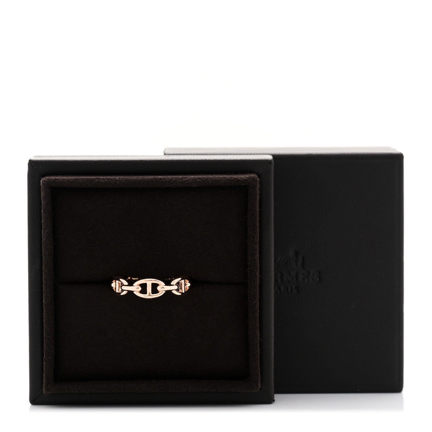 Hermes 18K Rose Gold PM Chaine d'Ancre Enchainee Ring 58 8.5 5 of 5