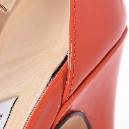 Jimmy Choo Patent Totem T Strap Platform Sandals 37.5 Orange 10 of 11