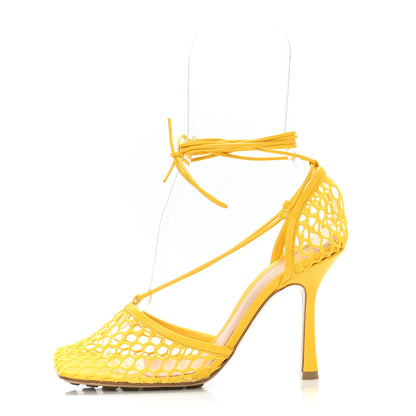 Bottega Veneta Mesh Nappa Stretch Ankle Tie Sandals 38 Egg Yolk 1 of 7