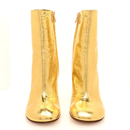 Fendi Laminated Craquele Nappa Fendi First 95mm Booties 38 Gold 3 of 7