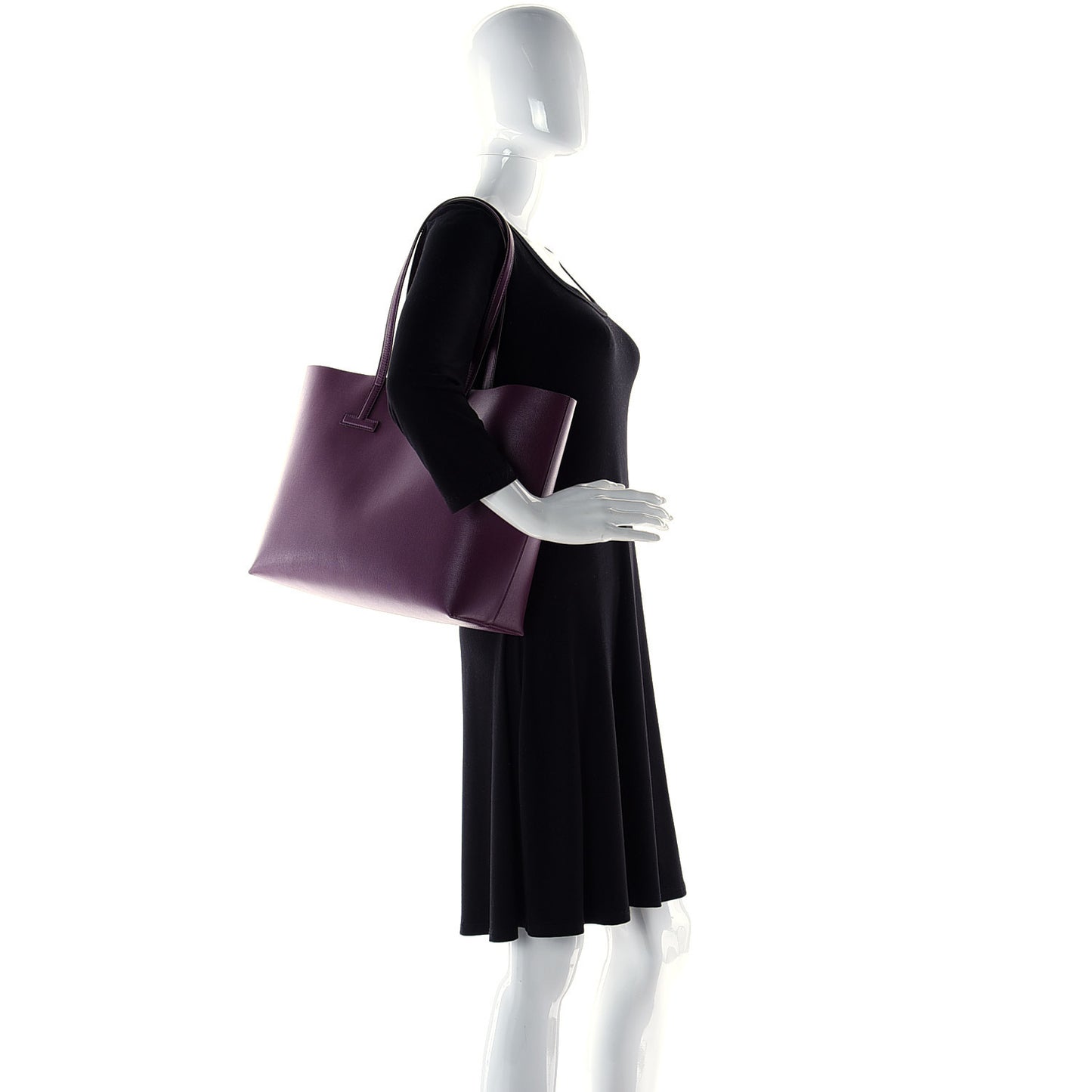 Grained Calfskin Small T Tote Bordeaux