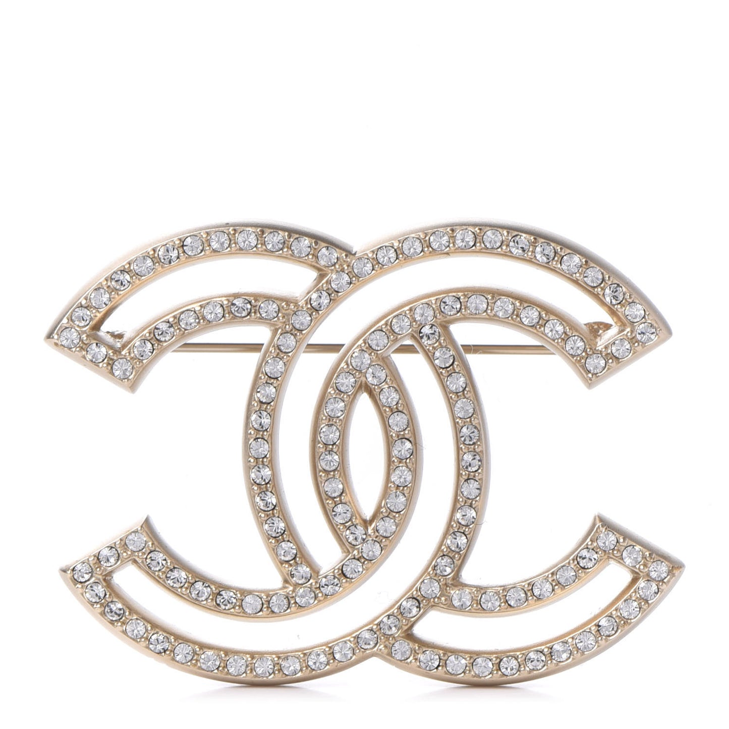 Crystal CC Brooch Gold