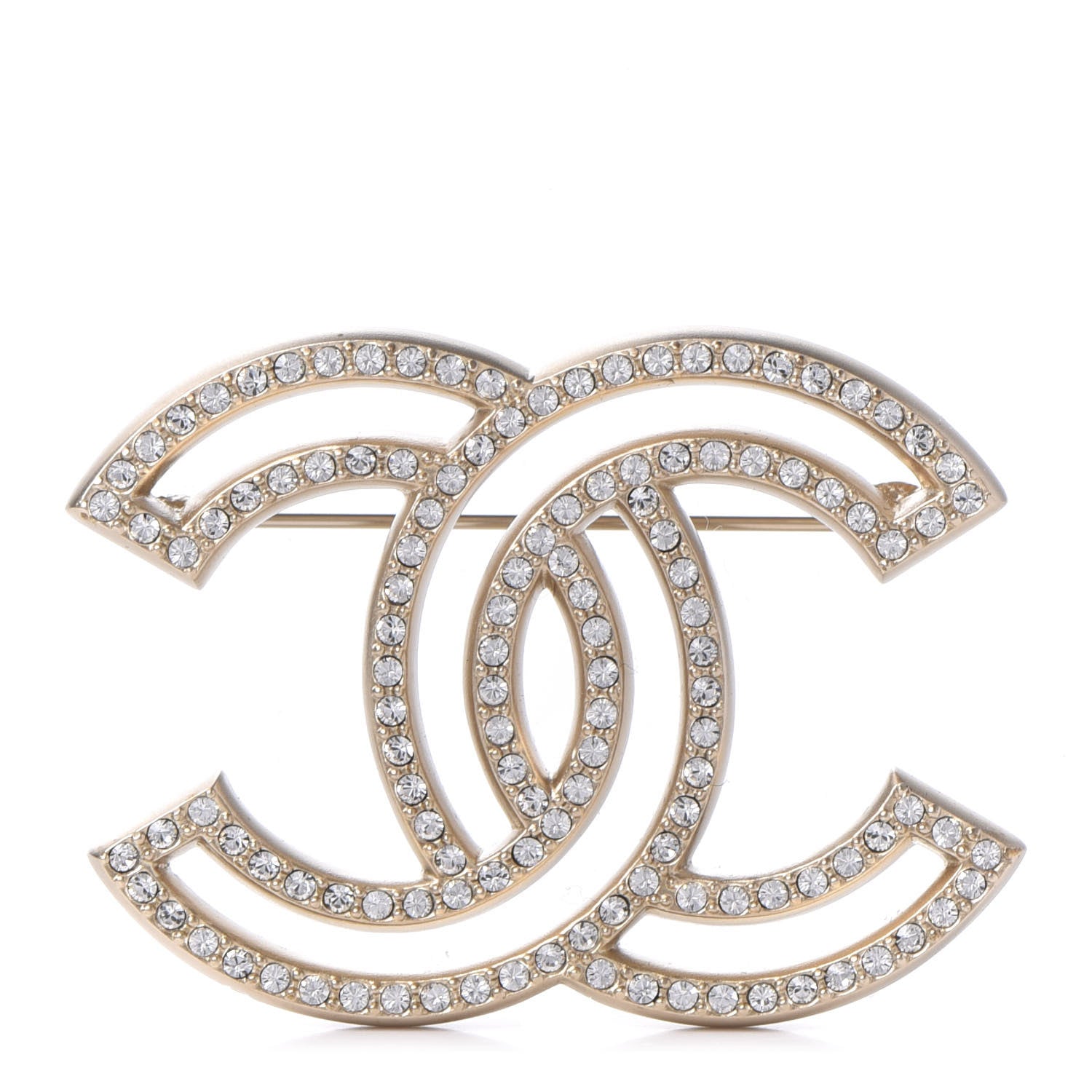 Chanel Crystal CC Brooch Gold 1 of 5