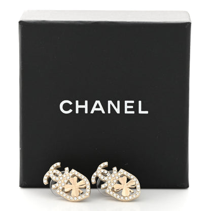 Chanel Crystal CC Sergeant Chanel Earrings Gold 5 of 5