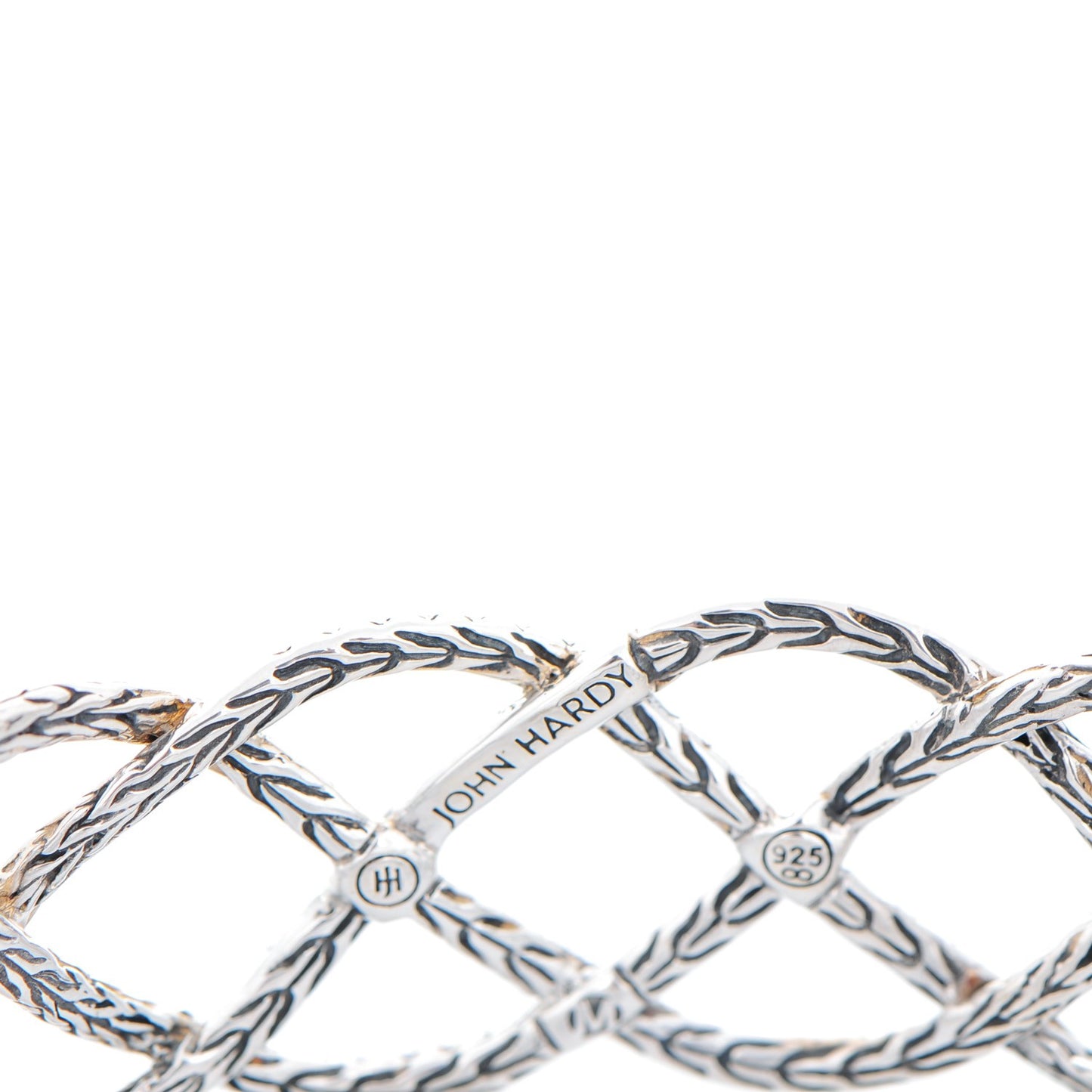 Sterling Silver Diamond Classic Chain Woven Braided Cuff M Bracelet